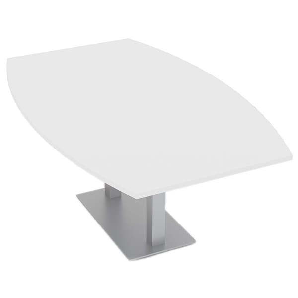 Boat Shaped 6 Person Conference Room Table, 46" W, 6 ft. L, 29" H, White